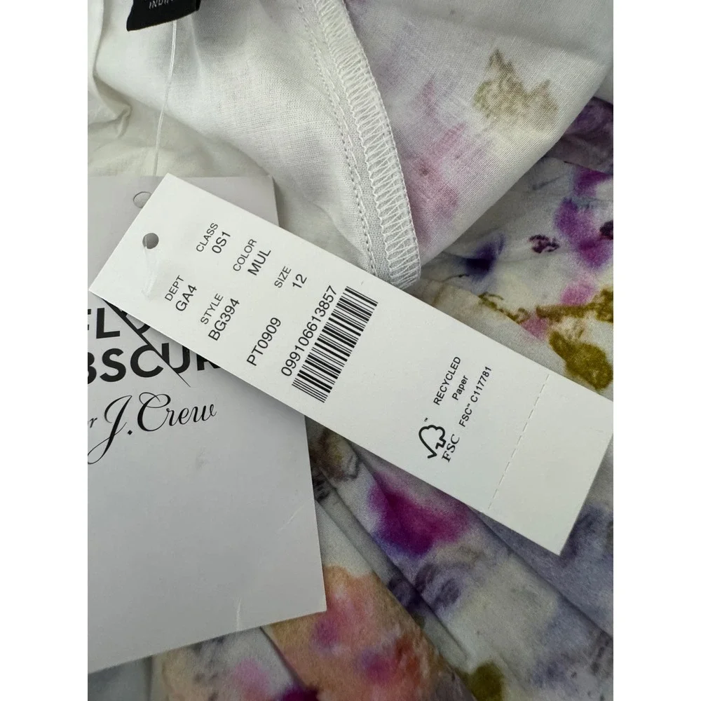 Flora Obscura x J. Crew Side Cut-Out Dress Kaleidoscope 12 NEW